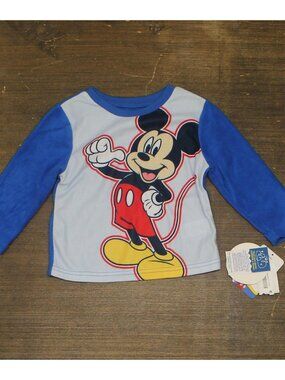 NEW Disney Boys Mickey Mouse Loose-Fit Fleece Pajama Shirt MK1131ELLMA Blue 2T